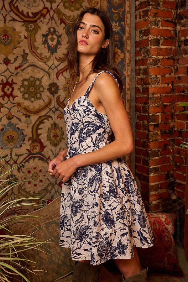 Bustier Style Navy Mini Dress