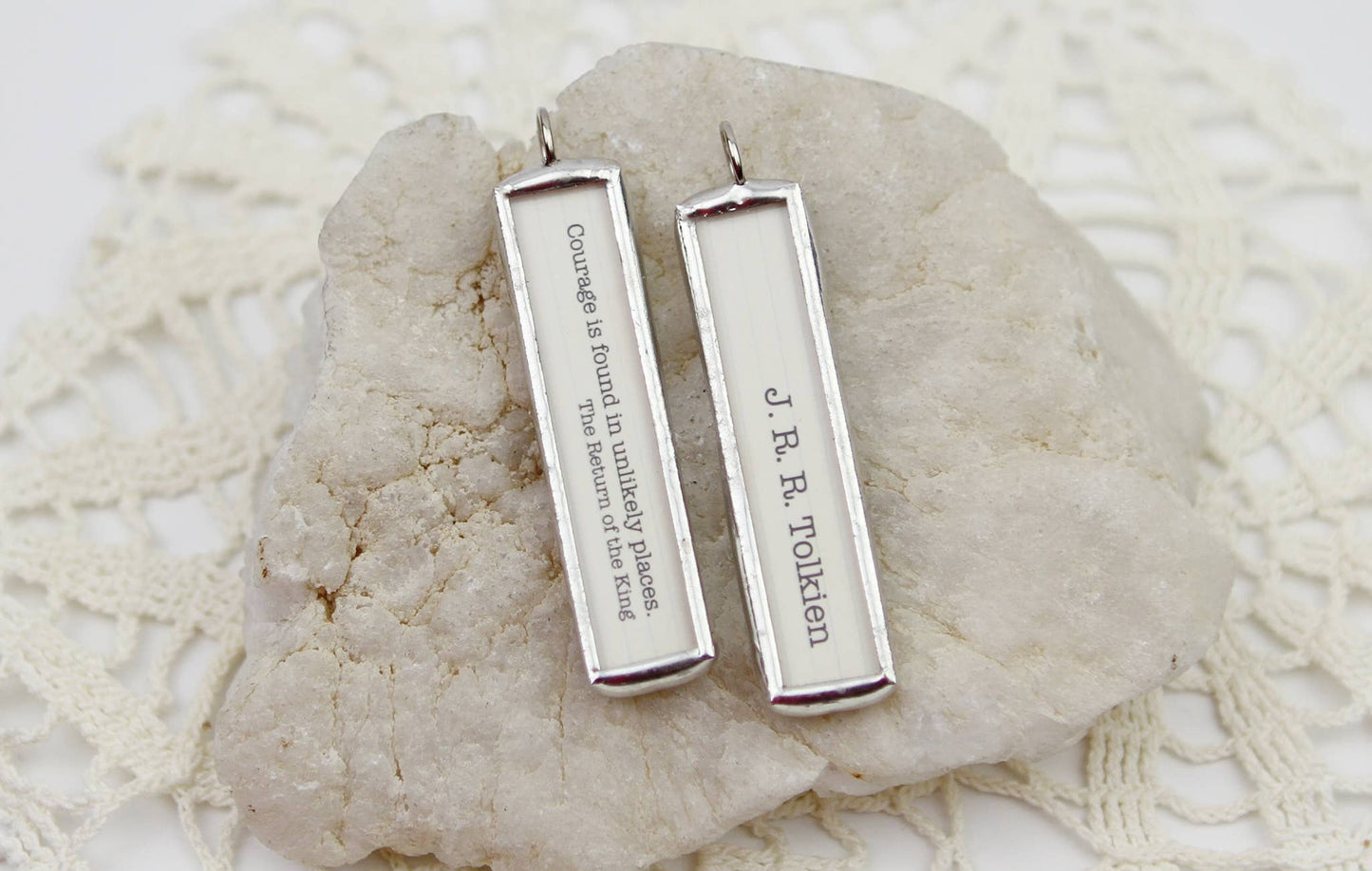 Tolkien Unlikely Courage Book Quote Soldered Charm Necklace