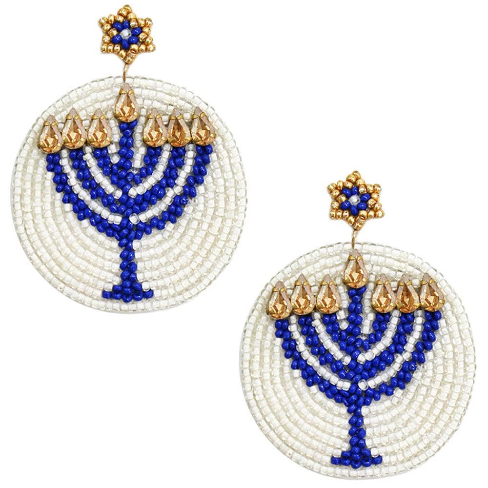 HANUKKAH SEED BEAD DANGLE EARRING