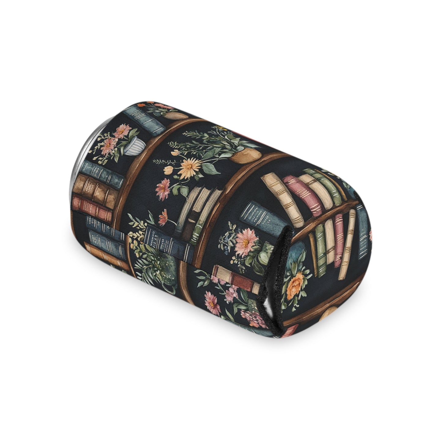 Bookish Can Cooler — Bookshelf Cozie for Sparkling Water & Reading