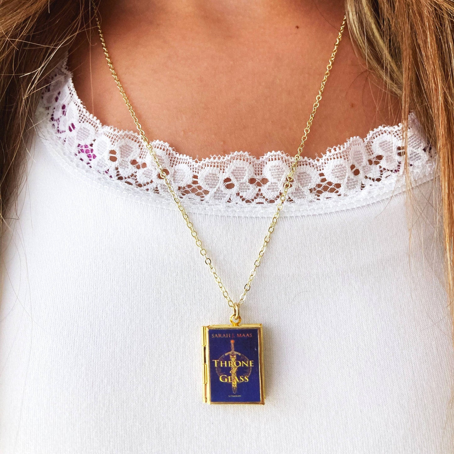 Book Locket Throne of Glass: Brass