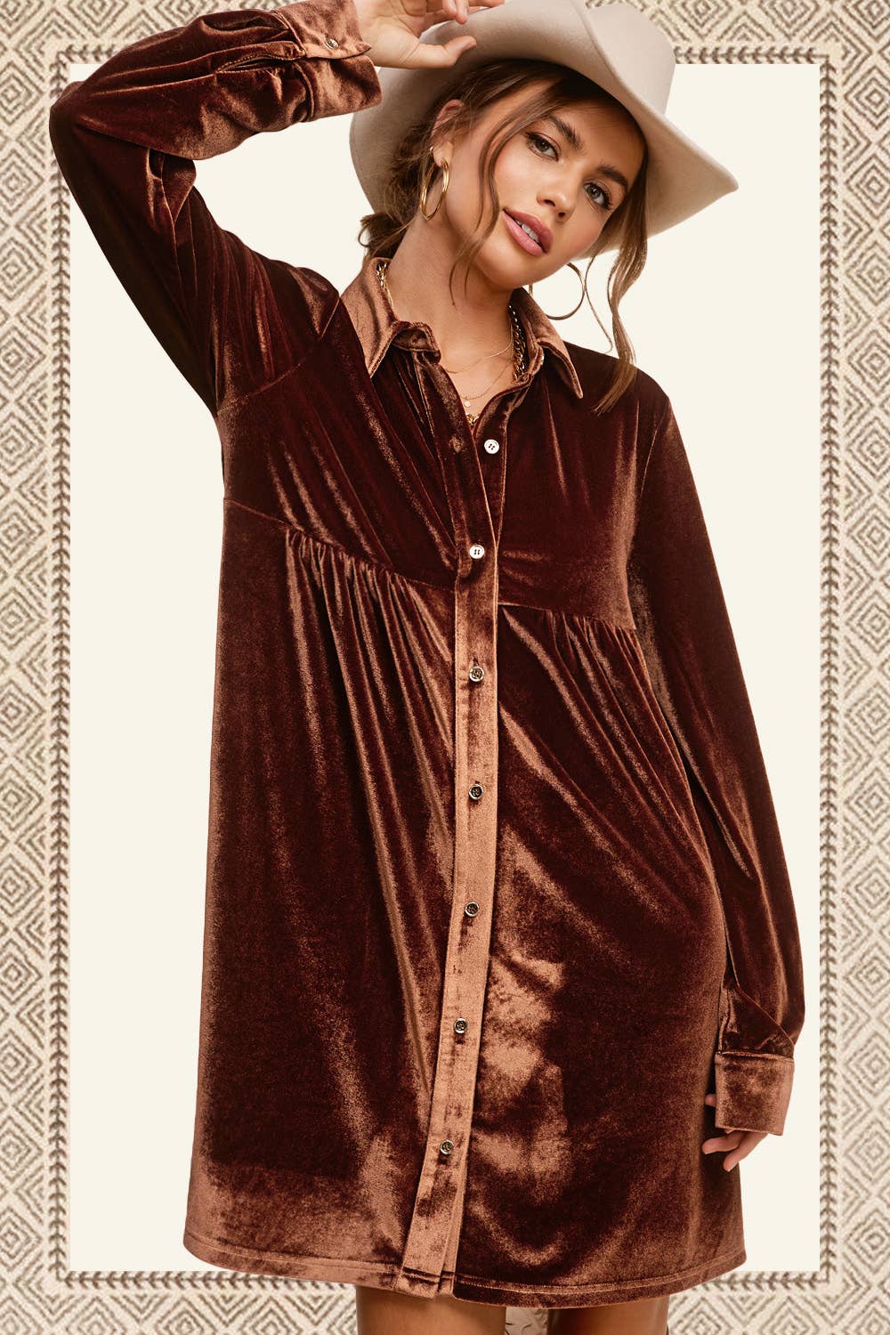 Raspberry Velvet Long Sleeve Dress