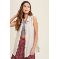 Sleeveless Button Up Top