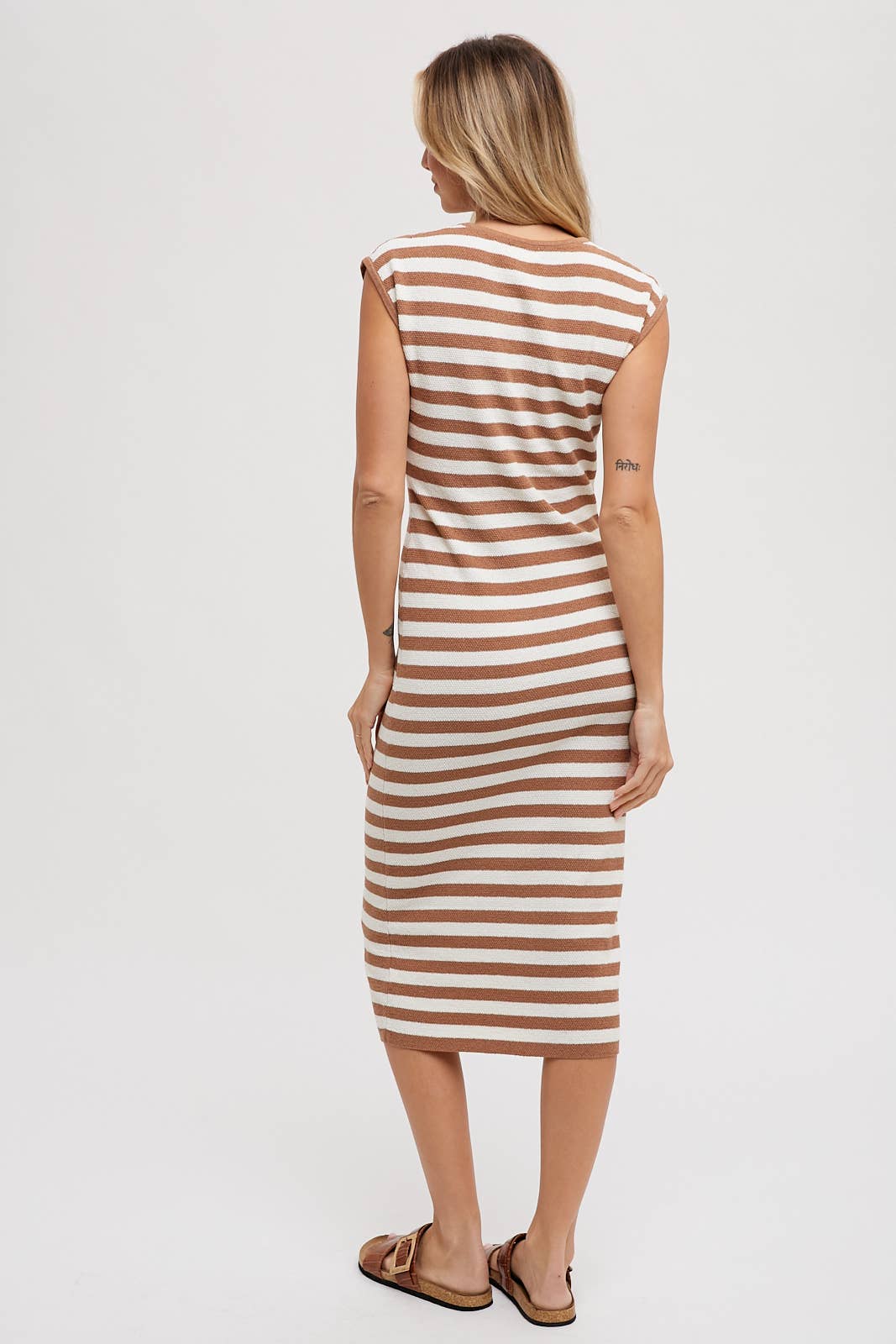 STRIPED CONTRAST TANK MIDI DRESS