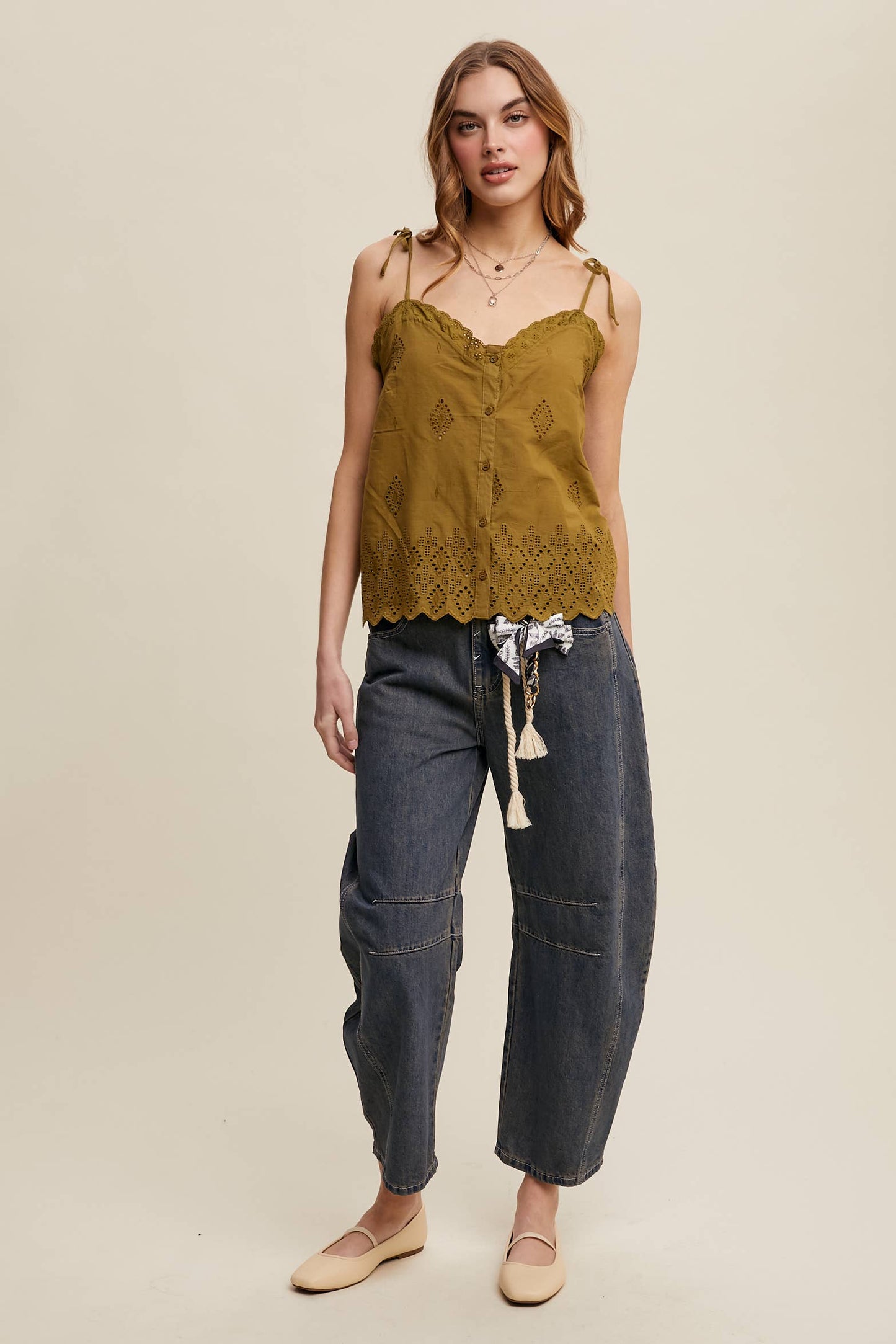Eyelet Embroidered Sleeveless Top