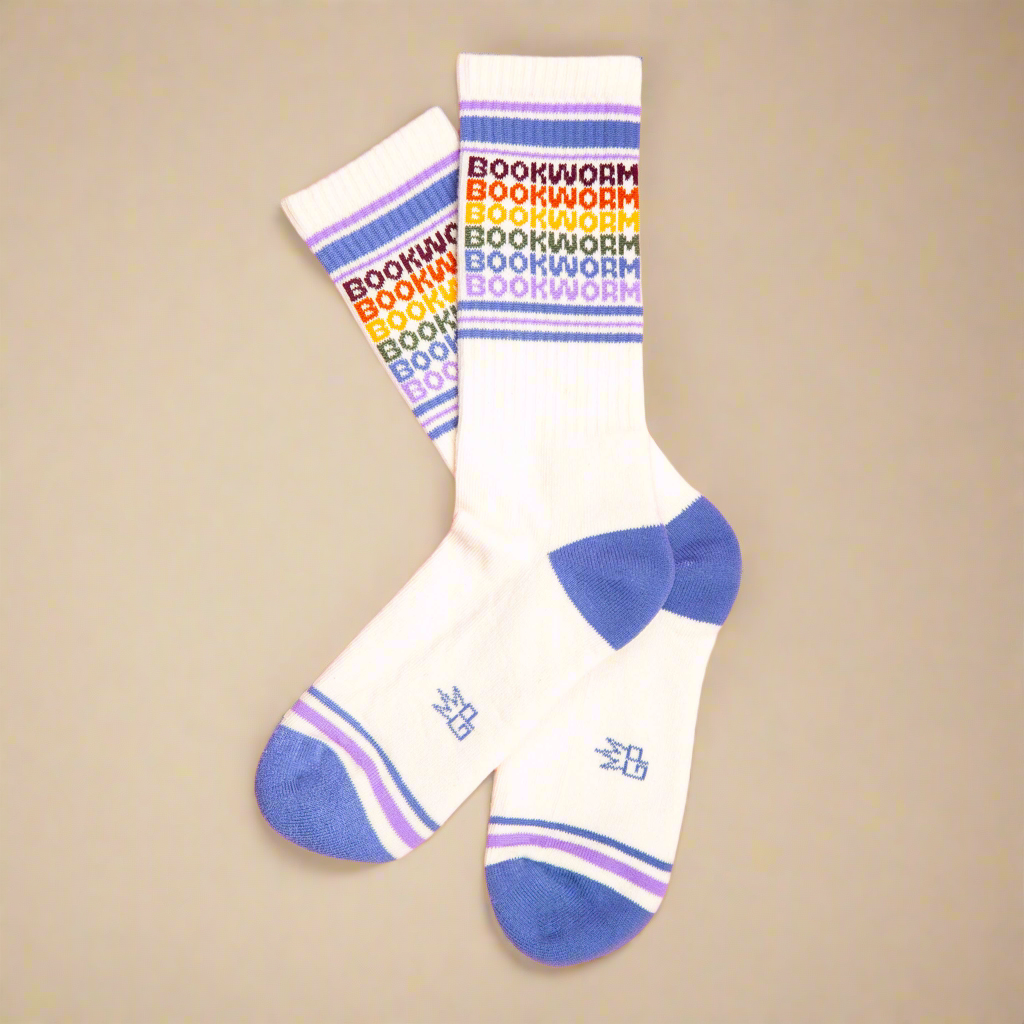 Bookworm - Vintage Rainbow repeat Gym Crew Socks