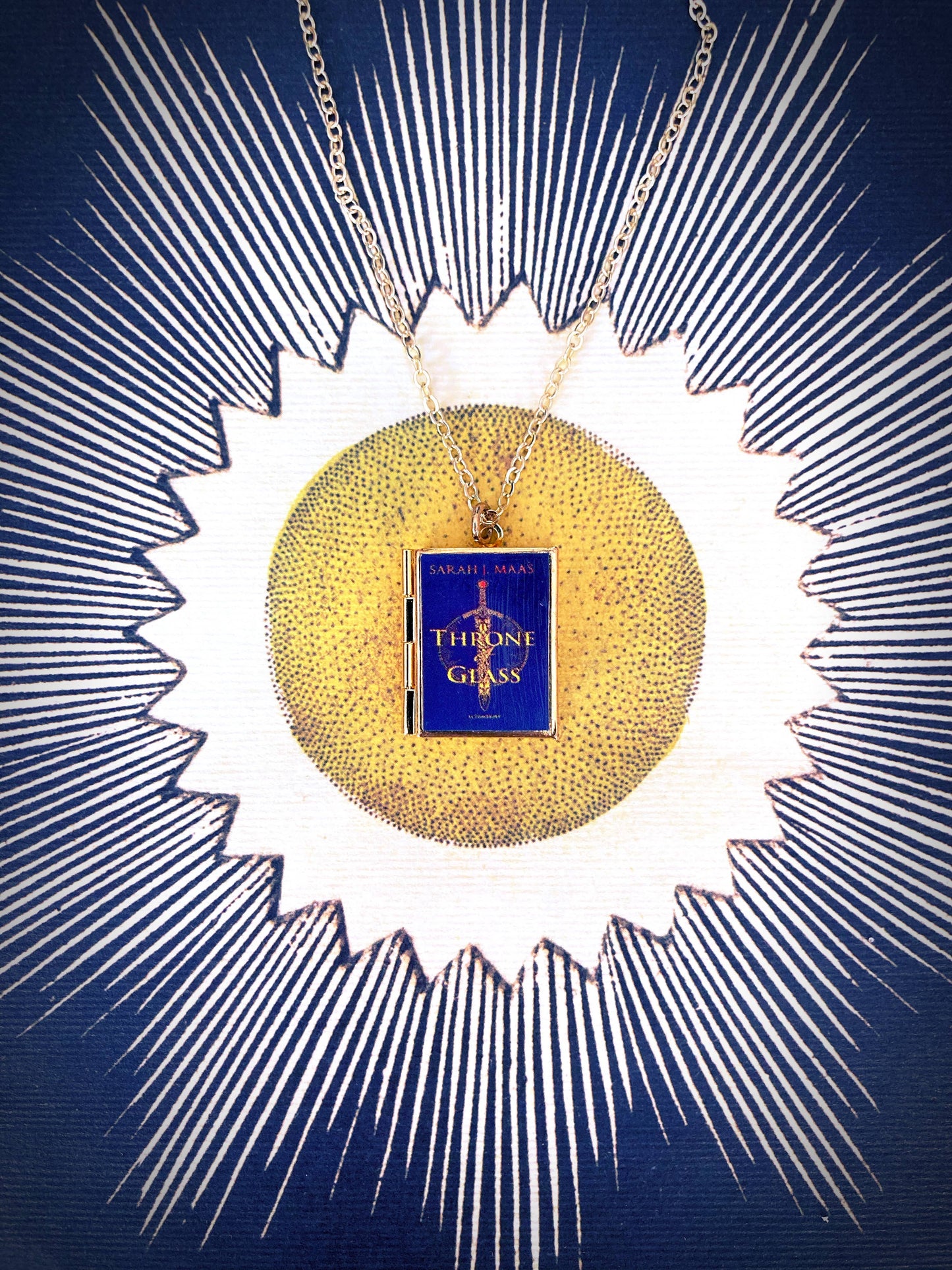 Book Locket Throne of Glass: Brass