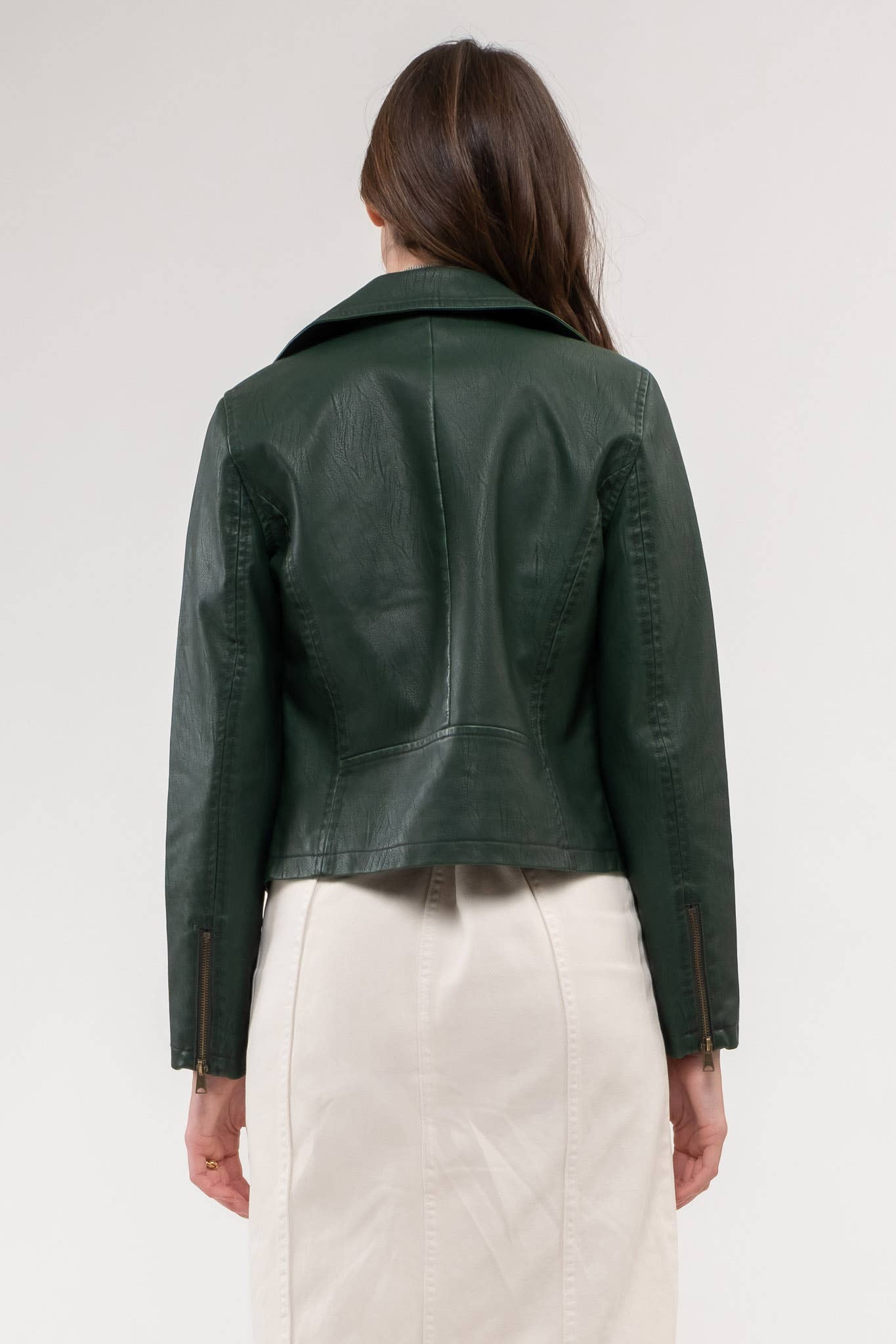 Brown Vegan Leather Moto Jacket