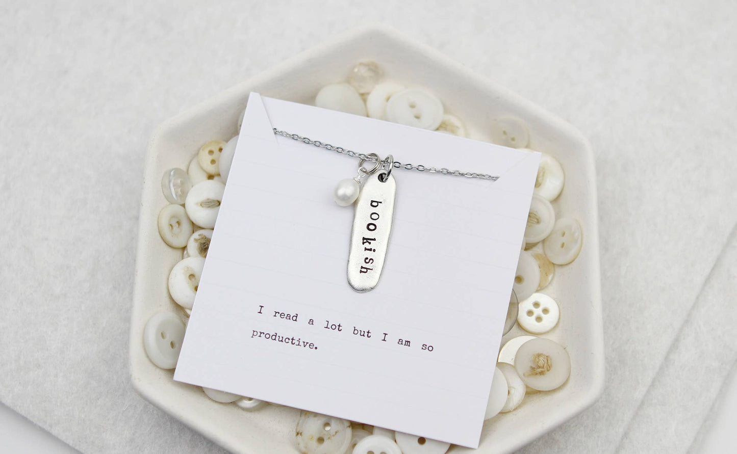Bookish Hand Stamped Book Quote Necklace