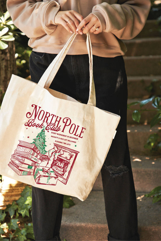 NORTH POLE BOOK CLUB Canvas Tote Bag : NATURAL / ONE SIZE