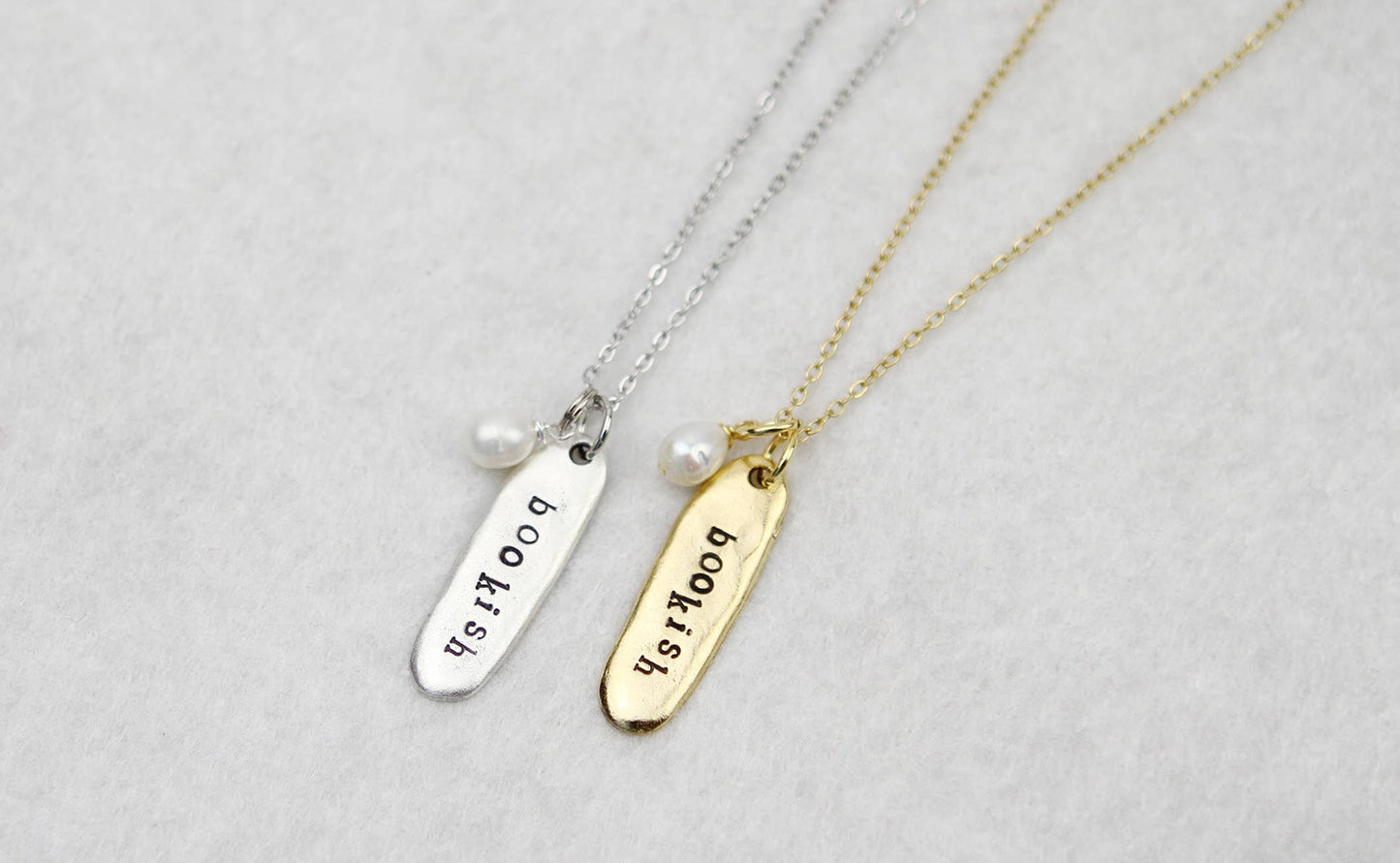 Bookish Hand Stamped Book Quote Necklace