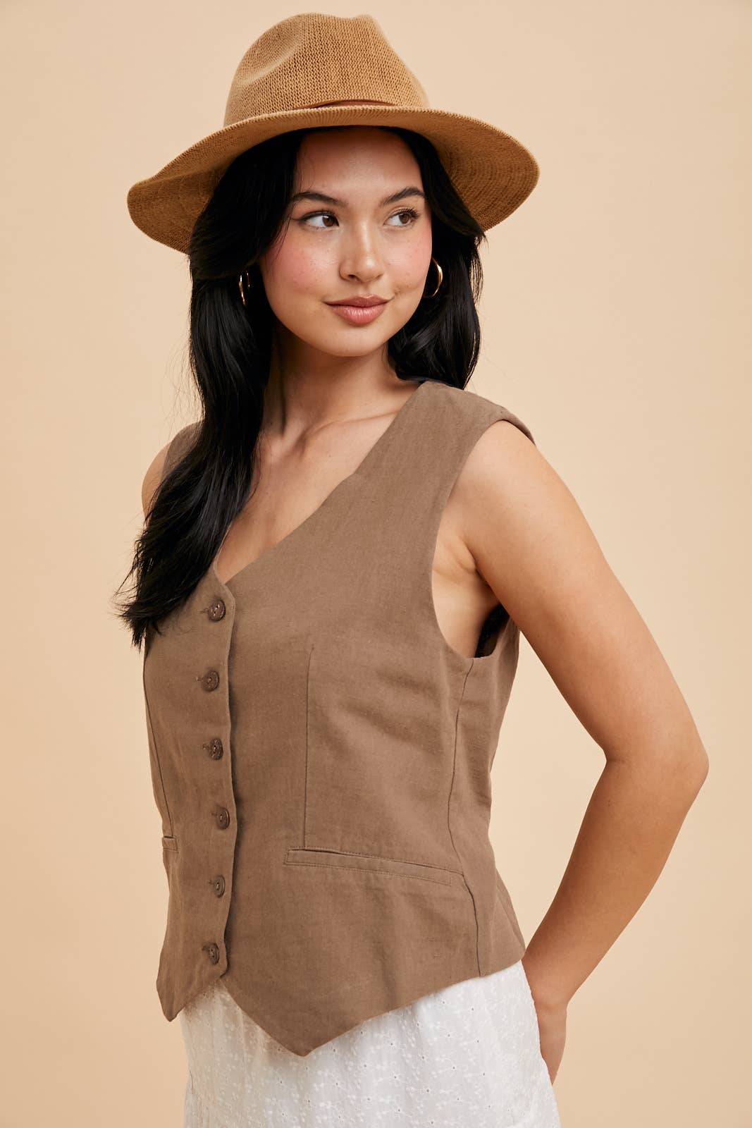 COTTON LINEN BLEND VEST