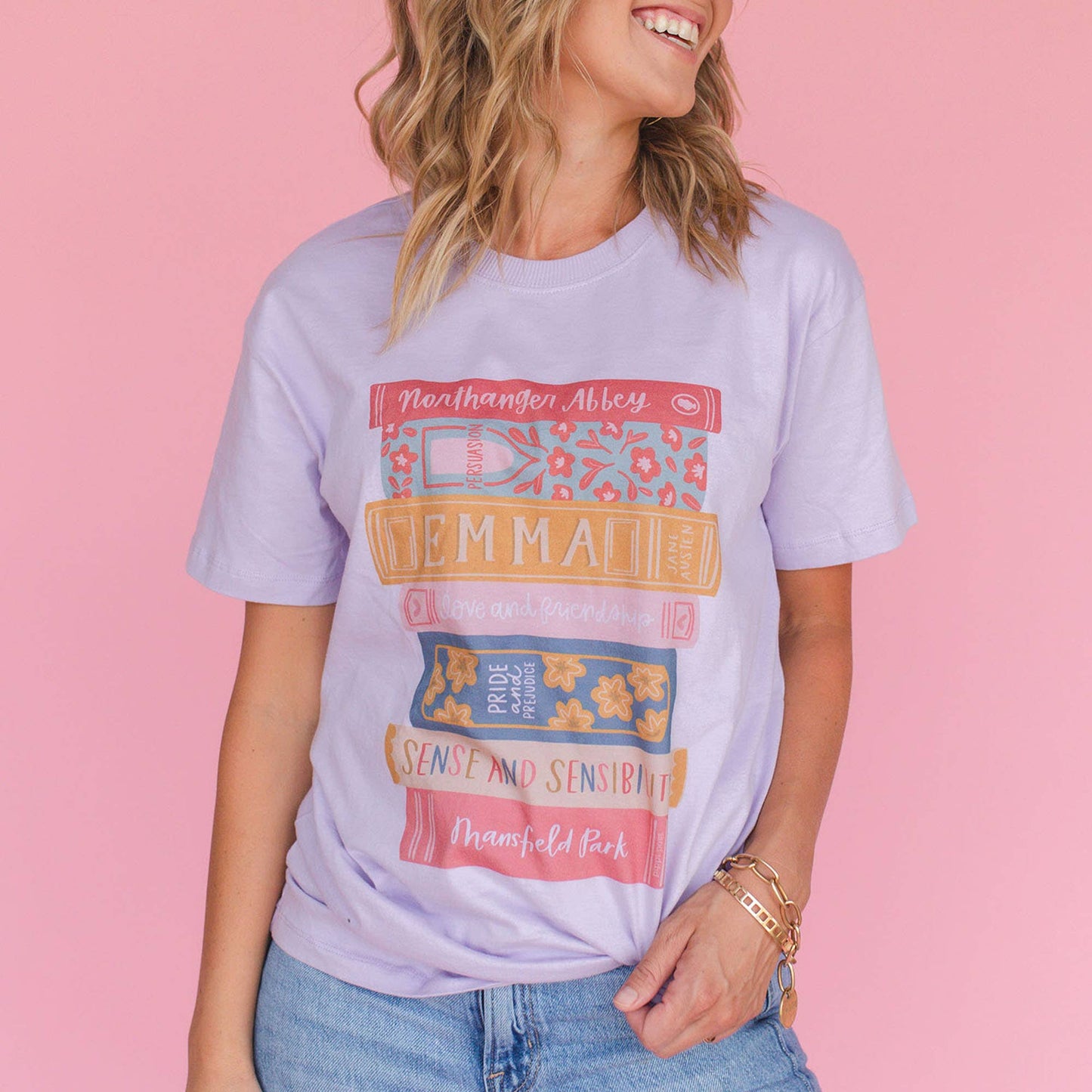 Lilac Book Stack Tee