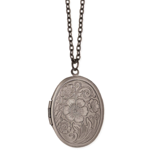 Vintage Memories Silver Floral Locket Necklace