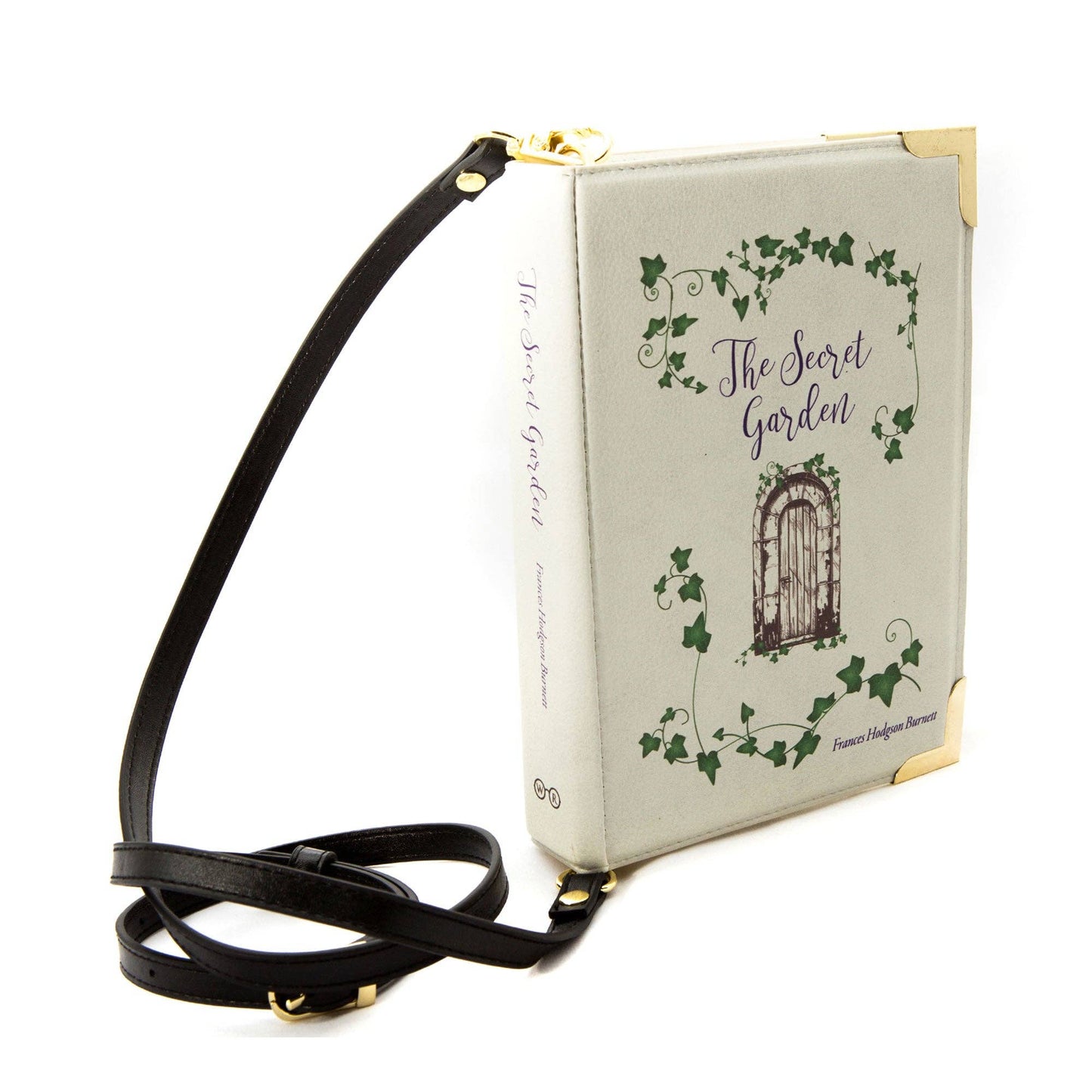The Secret Garden Grey Book Crossbody Vegan Handbag: Large