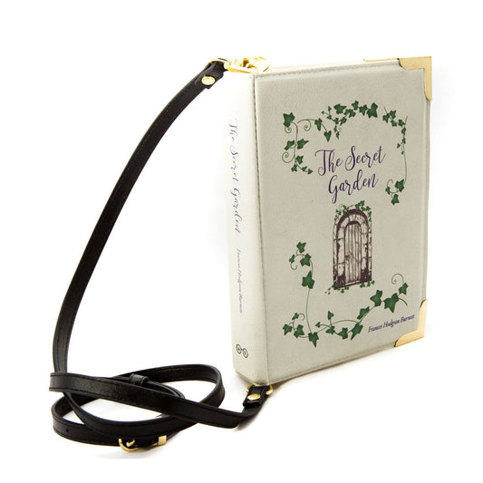 The Secret Garden Grey Book Crossbody Vegan Handbag: Large