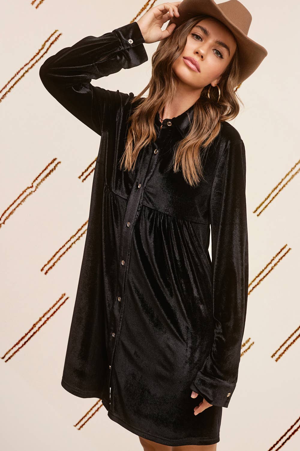Raspberry Velvet Long Sleeve Dress