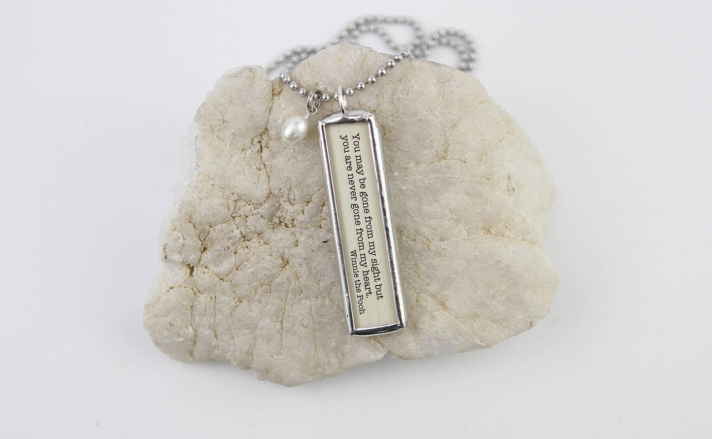 Never Gone From My Heart Pooh Literary Book Charm Necklace