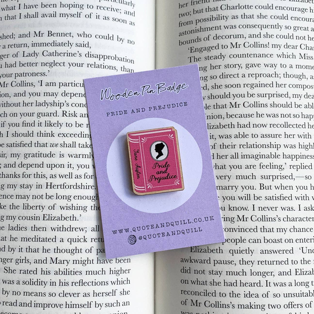 Pride and Prejudice Book Wooden Pin
