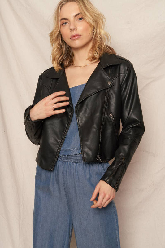 Vegan Leather Moto Jacket