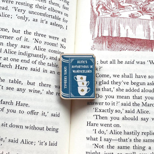 Alice's Adventures In Wonderland Book Wooden Pin