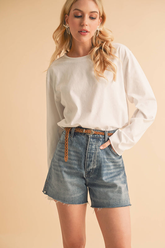 Raw Edge Denim Shorts
