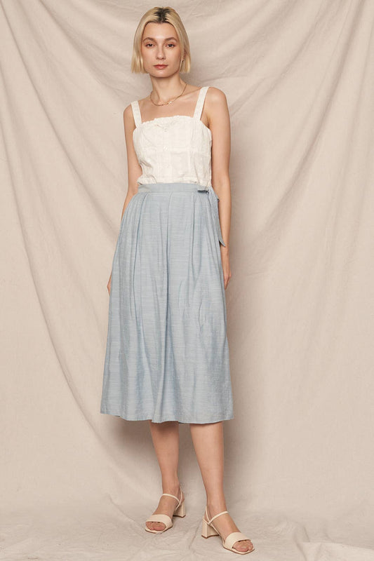 Wrap Midi Skirt : Light Blue / S