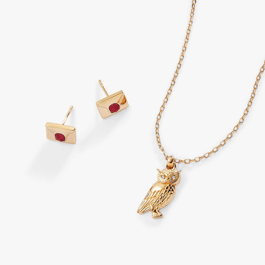 Harry Potter™ Owl and Hogwarts Letter Necklace and Earring Set, 14kt Gold Plated: 14kt Gold Over Sterling Silver