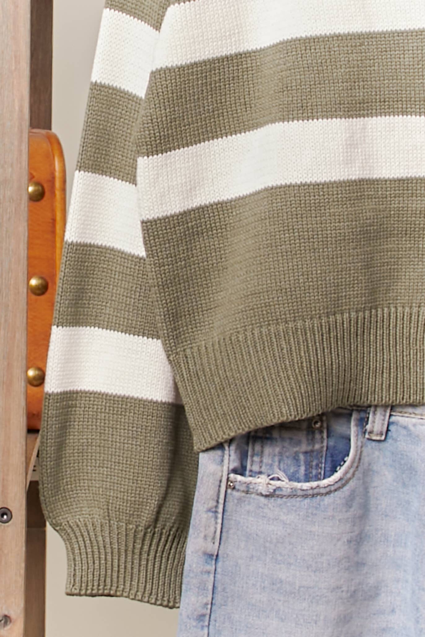 Striped V Neck Knit Cardigan