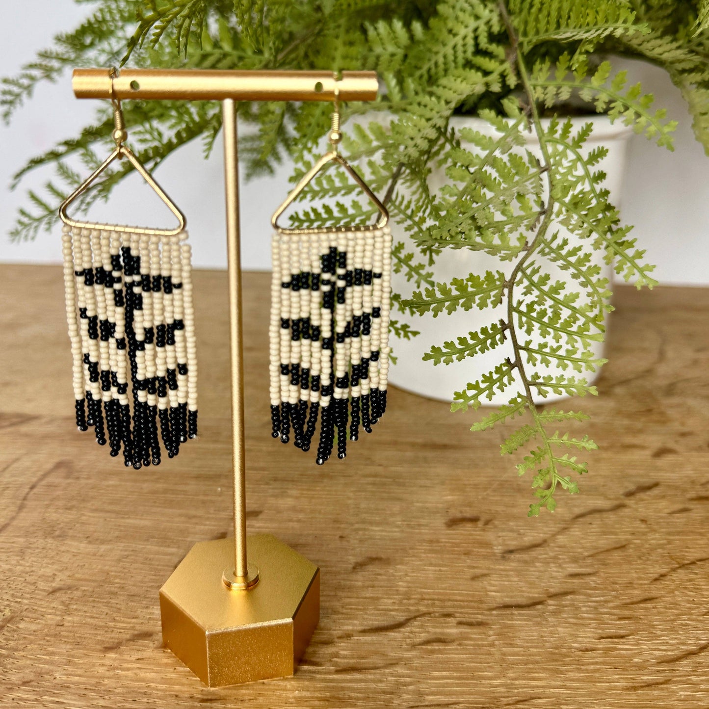 Swedish-Inspired Folk Floral Seed Bead Earrings