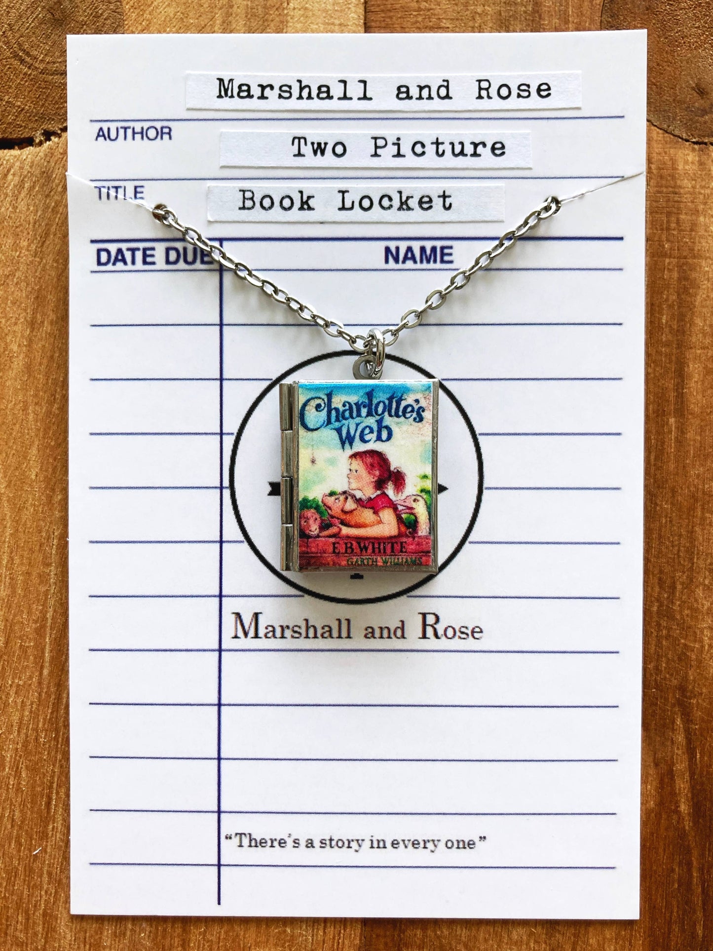 Book Locket Charlotte's Web: Stainless Steel