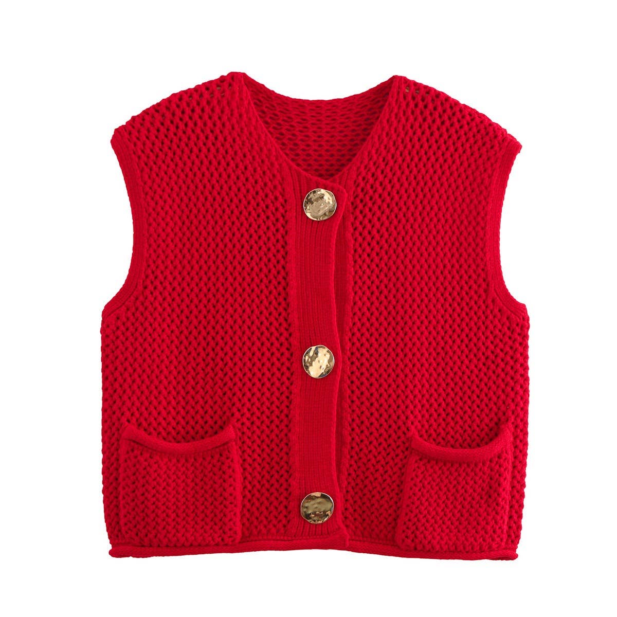 Red Knit Sweater Vest