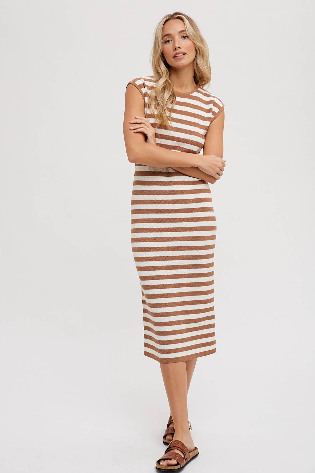 STRIPED CONTRAST TANK MIDI DRESS