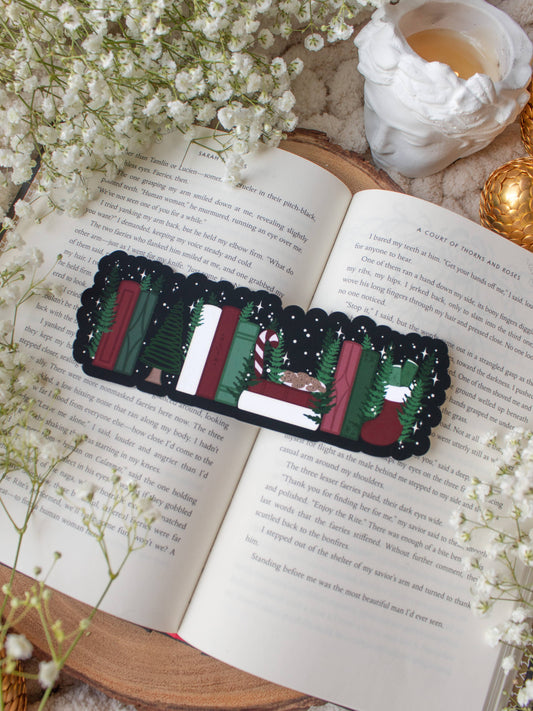 Christmas Bookshelf Die Cut Bookmark | Soft Touch