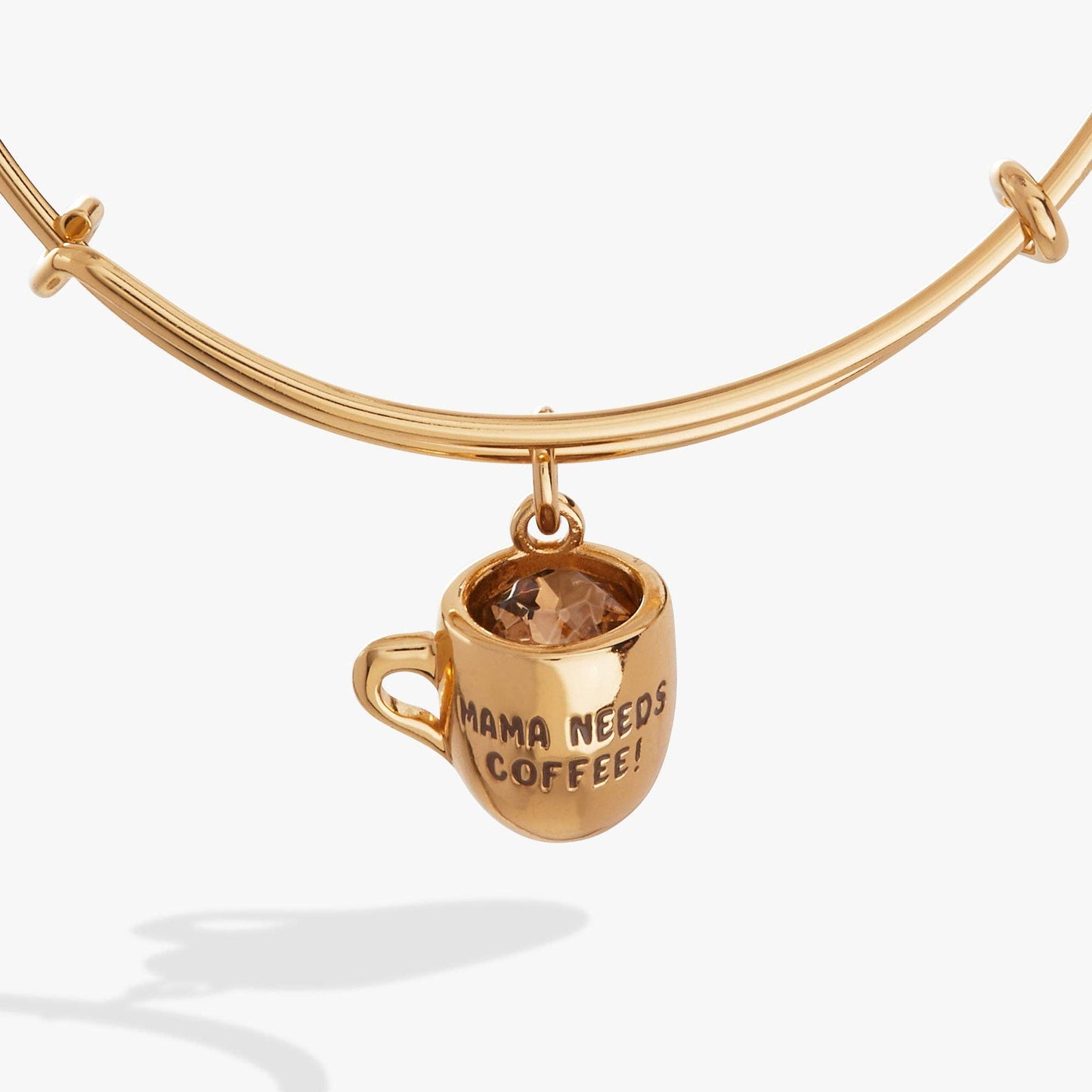 Mama Needs Coffee Charm Bangle: Gold