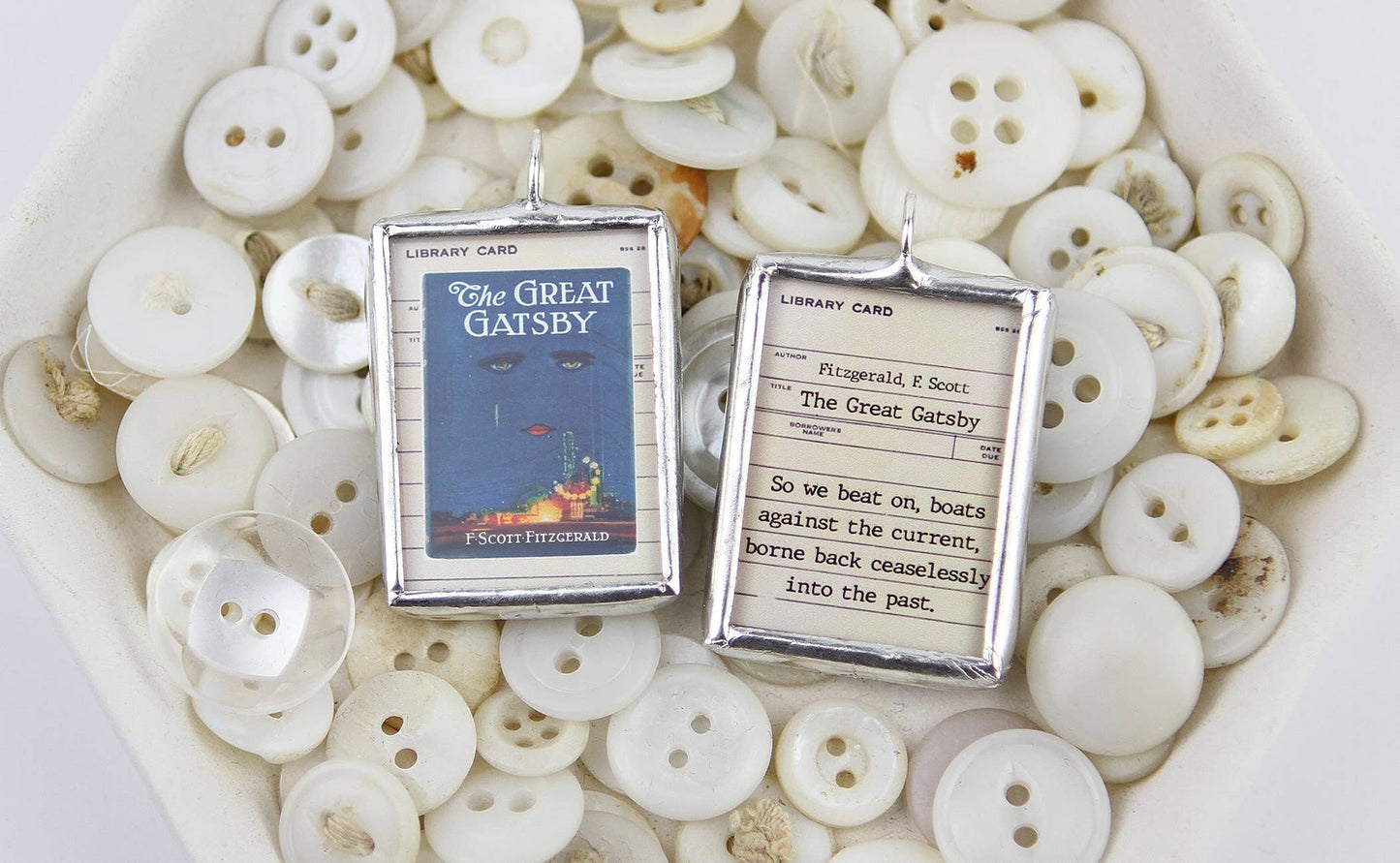 The Great Gatsby Vintage Book Cover Charm Necklace