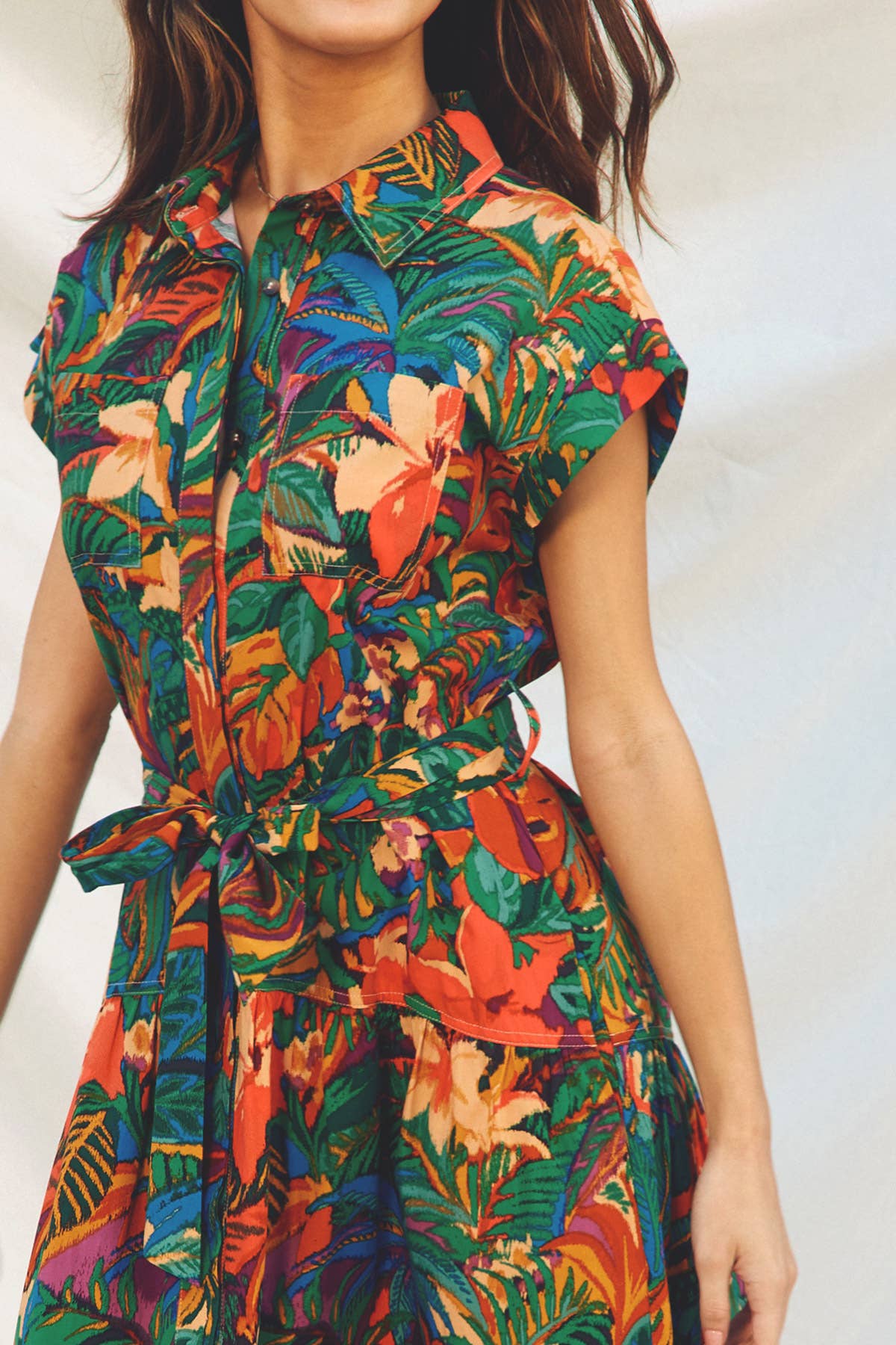 Sunny Serenity Sash Belt Shirt Dress