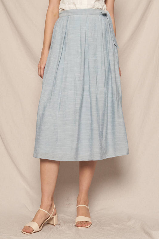 Wrap Midi Skirt : Light Blue / S
