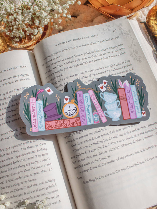 Alice in Wonderland Bookshelf Bookmark  | Soft Touch