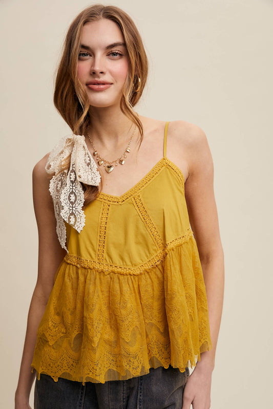 Embroidered Lace Layered Camisole Top