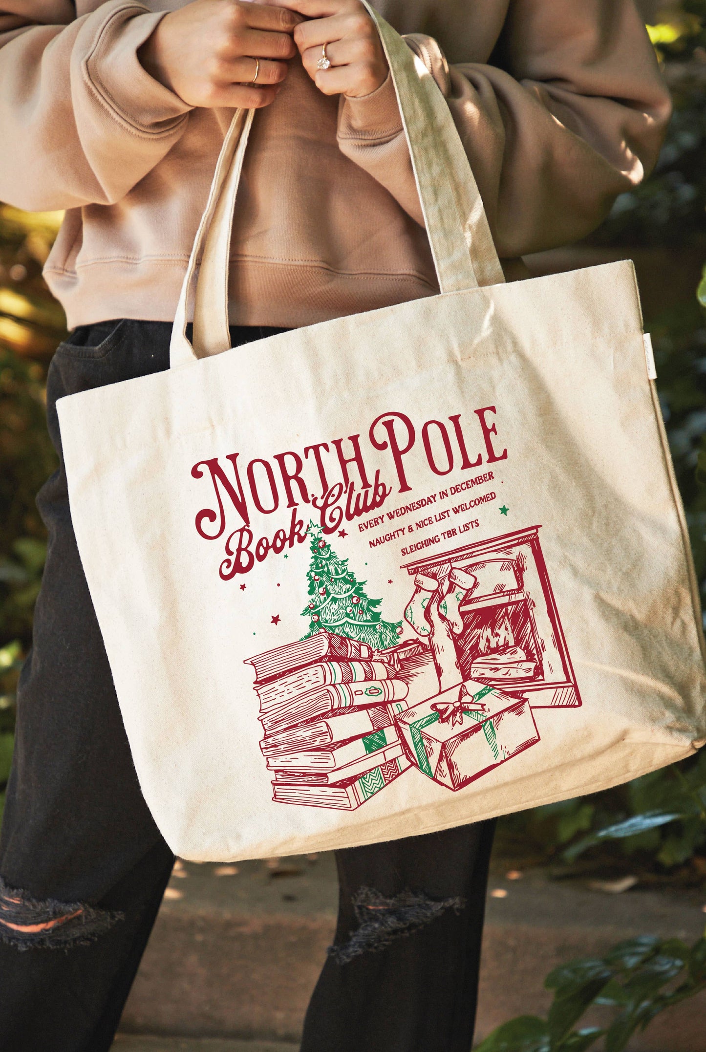 NORTH POLE BOOK CLUB Canvas Tote Bag : NATURAL / ONE SIZE
