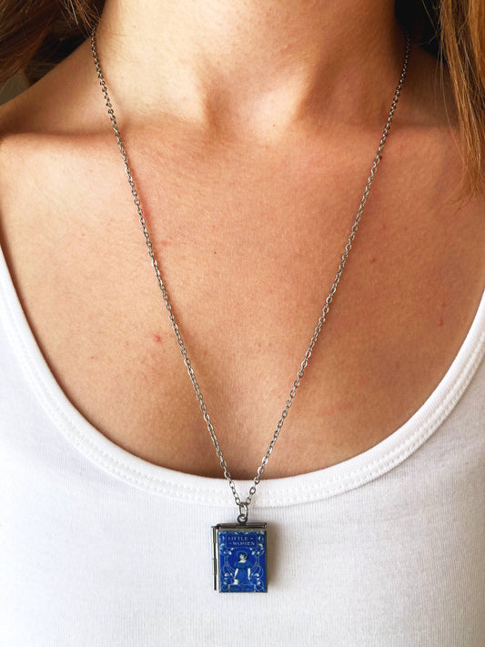 Book Locket Little Women - Blue Dress: Stainless Steel