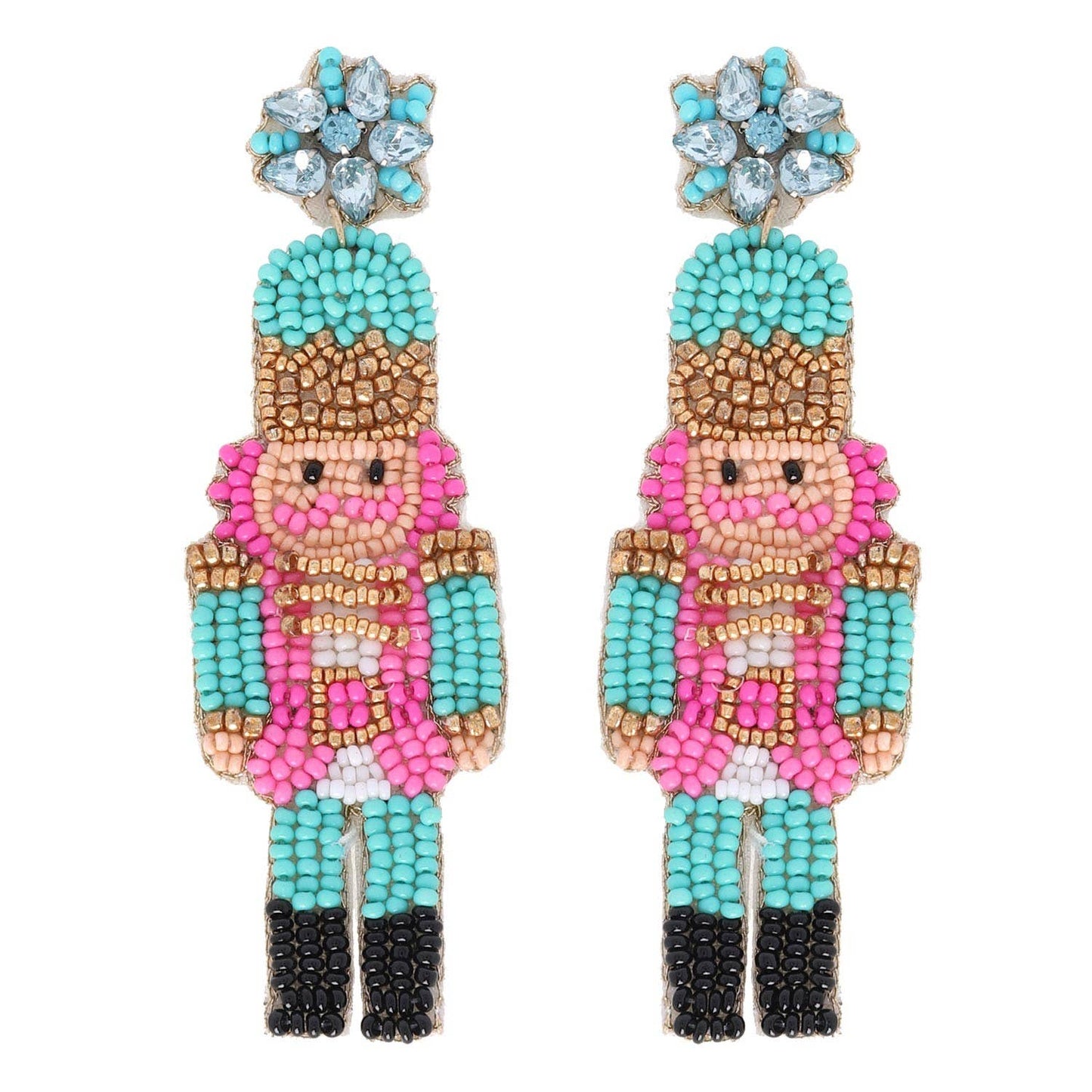 NUTCRACKER CHRISTMAS BEADED DROP EARRINGS