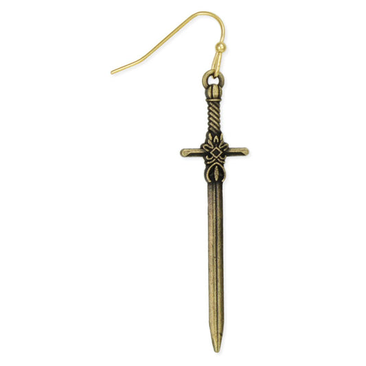 Antiqued Gold Sword Earrings