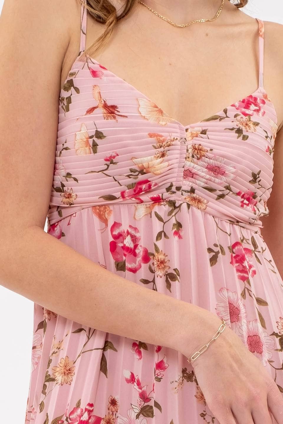 Birds + Butterflies Pink Floral Dress