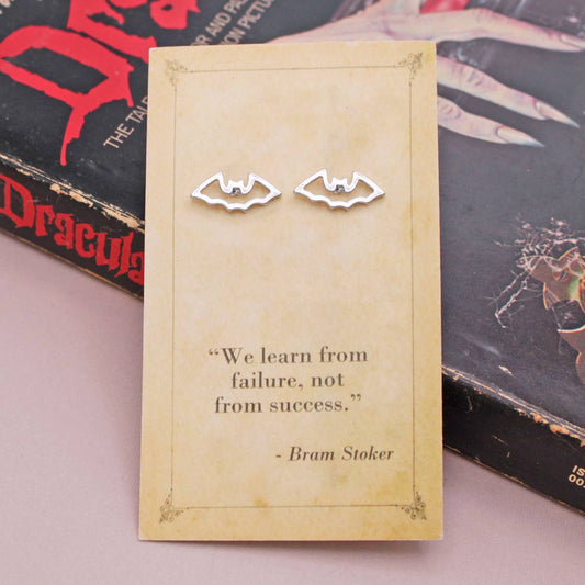 Literary Quotes Bat Post Earrings