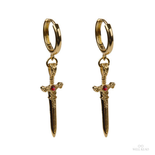 The Dragon Sword Chronicles Gold Bookish Pendant Earrings