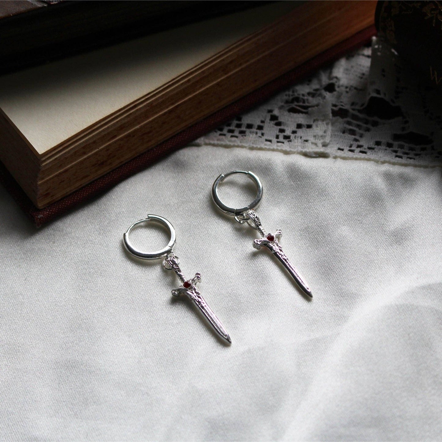 The Dragon Sword Chronicles Silver Bookish Pendant Earrings