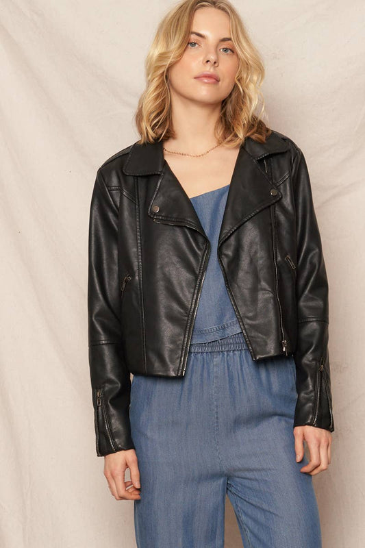 Vegan Leather Moto Jacket