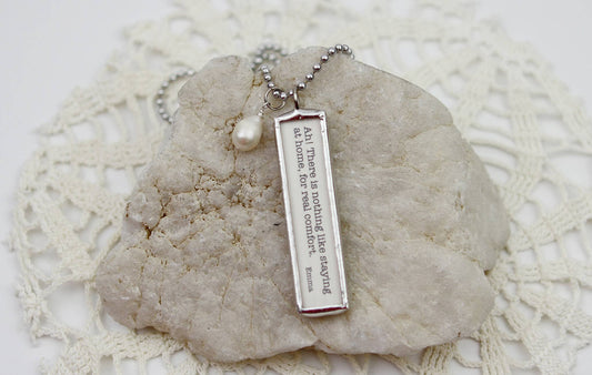 Jane Austen Staying at Home Quote Soldered Charm Necklace